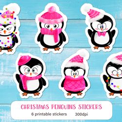 christmas penguins sticker pack cartoon character stickers