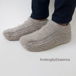 Knitted Moccasin Socks Mens Knit Slippers Wool Socks Bed Shoes Knit House Slippers Travel Slippers Knitted Slippers