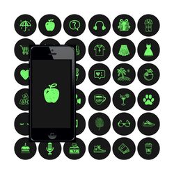 100 green neon instagram covers, Black and green social media icons.