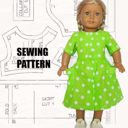 Sewing pattern for American girl doll dress, dress for doll, American girl doll clothes, American girl dress pdf pattern