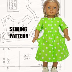 sewing pattern for american girl doll dress, dress for doll, american girl doll clothes, american girl dress pdf pattern