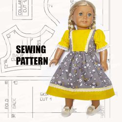 sewing pattern for american girl doll, dress for doll, doll dress, american girl doll clothes, american girl pdf pattern