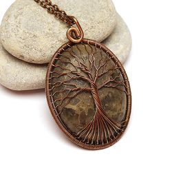 Coral Pendant Necklace Tree Of Life Necklace Antistress Jewelry Handmade Wire Wrapped Necklace Gift For Him Gift For Her