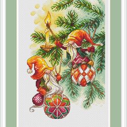gnomes and christmas baubles cross stitch pattern christmas cross stitch pattern gnome cross stitch pattern