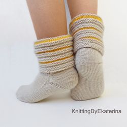 Knitted Slipper Socks Knit Slippers for Women Travel Slippers Warm Wool Socks House Slipper Boots Indoor Shoes Bed Socks