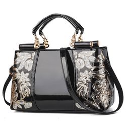 Womens Floral Embroidered Top Handle Bag