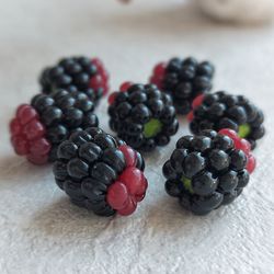 Blackberry Beads. Polymer Clay Beads. Jewelry Beading. Berry Charms. Miniature Fruit. Realistic Berry. Clay Charms.