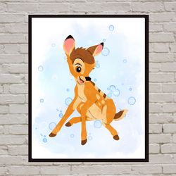 Bambi Disney Art Print Digital Files decor nursery room watercolor