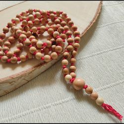 Handmade Juniper wood rosary 108 beads, Buddhist mala 108 beads, wood Prayer Rosary Necklace, Natural wood Prayer Beads