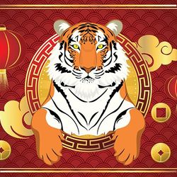chinese new year card with tiger