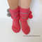 Knitted Women Slipper Socks with Pom Pom, Travel Warm Wool Socks, Handmade House Slipper  Boots in Gift Box, Striped Indoor Shoes.jpg