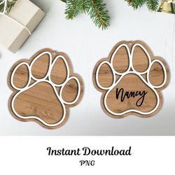 Dog paw SVG, Christmas paw decoration SVG, Animal paw decoration SVG