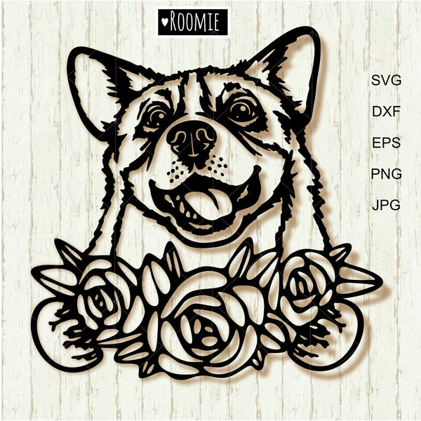 Welsh Corgi with flowers in hand clipart.jpg