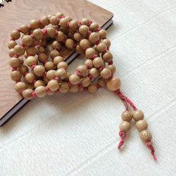 Handmade OAK wood rosary 108 beads, mala 108 beads for meditation, organic wood Prayer Rosary Necklace with pendant