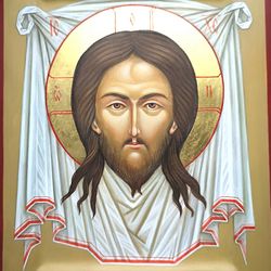 Icon of Christ Not-Made-By-Hands (painted with egg-tempera) handpainted icon of Jesus Christ. Orthodox original icon.