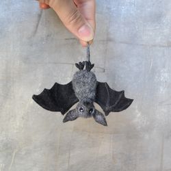 Halloween cute fruit bat pin Needle felted brooch for women Wool replica animal Handmade jewelry