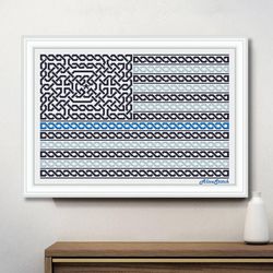 Cross stitch pattern flag Police USA celtic knot ornament United States America sampler counted crossstitch patterns PDF