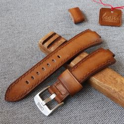 Beige watchstrap for ORIS Aquis, genuine leather watchband