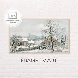 Samsung Frame TV Art | 4k Winter Vintage Farmhouse Landscape Paintings Art for The Frame Tv | Digital Art Frame Tv