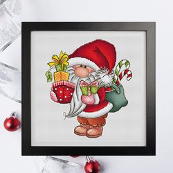 Santa gnome cross stitch pattern PDF, gnome cross stitch, christmas gnome, happy new year gnome, christmas cross stitch