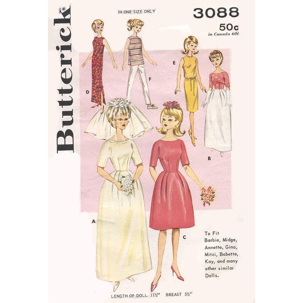 Barbie Vintage Sewing Pattern