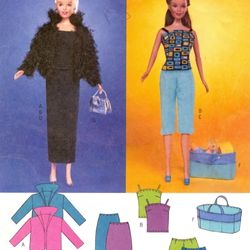 Barbie Vintage Sewing Pattern PDF Fashion Dolls size 11 1/2 inches Butterick 3874