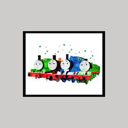 Thomas the Tank Engine & Friends Art Print Digital Files nursery room, watercolor Wall decor