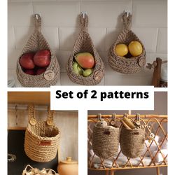 crochet hanging basket pattern , hanging storage basket , storage and organization , potato onion storage , patten