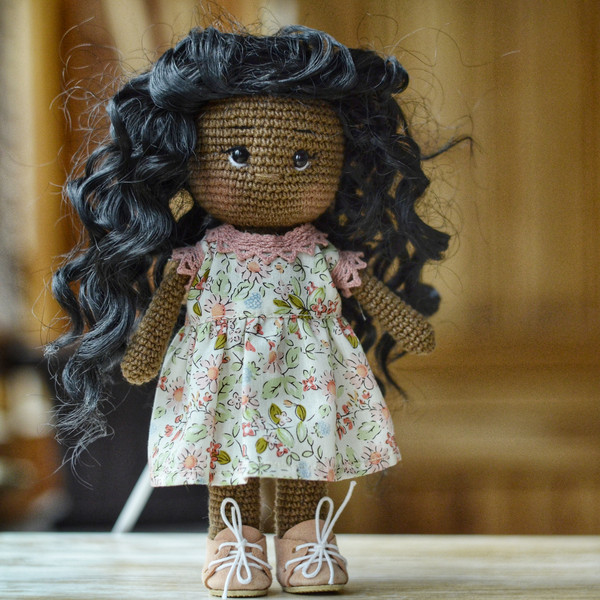 Dark skin crochet doll