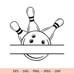 Bowling Svg Pins Ball File for Cricut Bowling Strike Monogram SVG