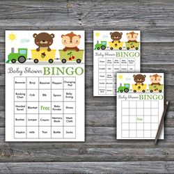 60 Animal train Baby Shower Bingo Cards,Woodland Baby Shower Bingo Games,Printable Baby Shower Bingo Cards--377
