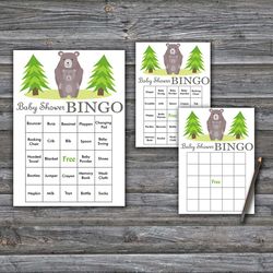 60 Bear Baby Shower Bingo Cards,Woodland animals Baby Shower Bingo Games,Printable Baby Shower Bingo Cards--368