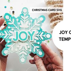 Christmas JOY card svg for Cricut Snowflake layered card svg