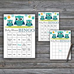 60 Owl Baby Shower Bingo Cards,Owl Baby Shower Bingo Games,Printable Baby Shower Bingo Cards--367