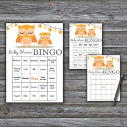 60 Owl Baby Shower Bingo Cards,Woodland animals Baby Shower Bingo Games,Printable Baby Shower Bingo Cards--366