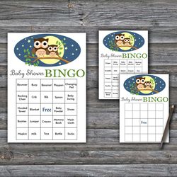 60 Owl Theme Baby Shower Bingo Cards,Woodland animals Baby Shower Bingo Games,Printable Baby Shower Bingo Cards--365