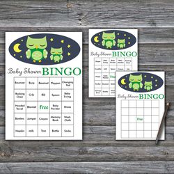 60 Sleeping Owl Baby Shower Bingo Cards,Owl Baby Shower Bingo Games,Printable Baby Shower Bingo Cards--363