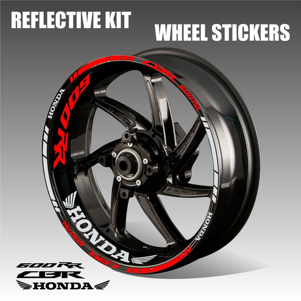 MC Motoparts 17″ White Rim Decal Set – For Honda CBR600RR 2016-2021 (Fits 2003-2022), Self-Adhesive