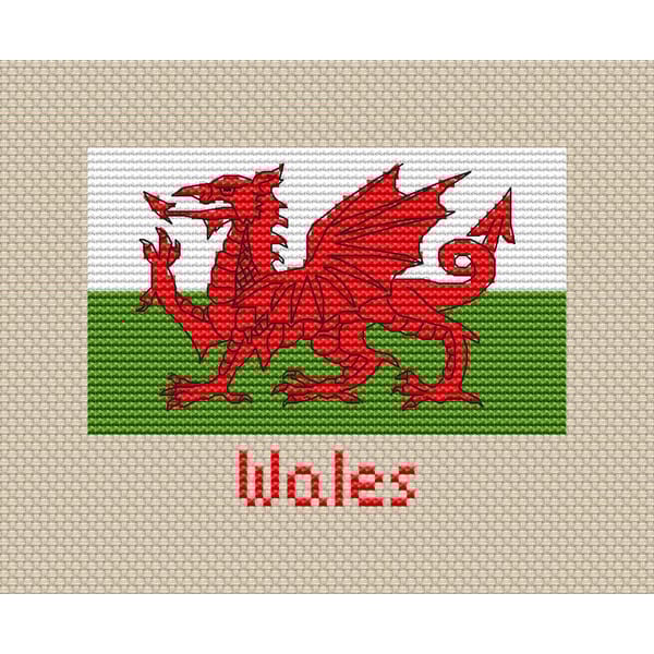 Wales Map Cross Stitch pattern modern, Welsh Flag Xstitch - Inspire Uplift
