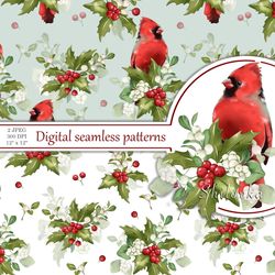 Christmas digital seamless patterns. Digital paper JPEG