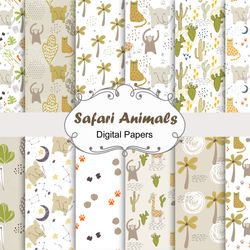 Safari Animals, seamless patterns.