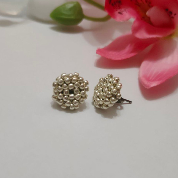 Small round beaded earrings