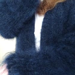 Fuzzy mohair cardigan Soft fluffy blue cardigan