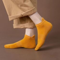 5 pairs plain color boat socks