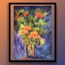 rowan berries bouquet | original watercolor painting