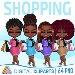 Shopping Clipart Bundle - Afro Fashion Dolls