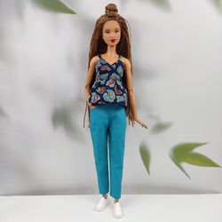 Barbie clothes turquoise pants