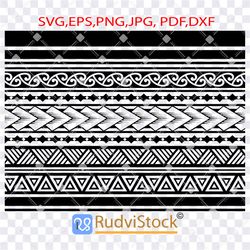 Polynesian tattoo simple pattern. Tribal Svg. Polynesian border design.