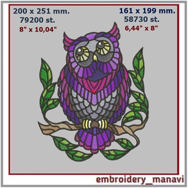 Multi-colored owl machine embroidery design. - Inspire Uplift
