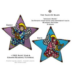 Angelic Music Peyote Star Beading Pattern 2 Different Sides Christmas Ornament Beaded Star Pattern Stained Glass Angels